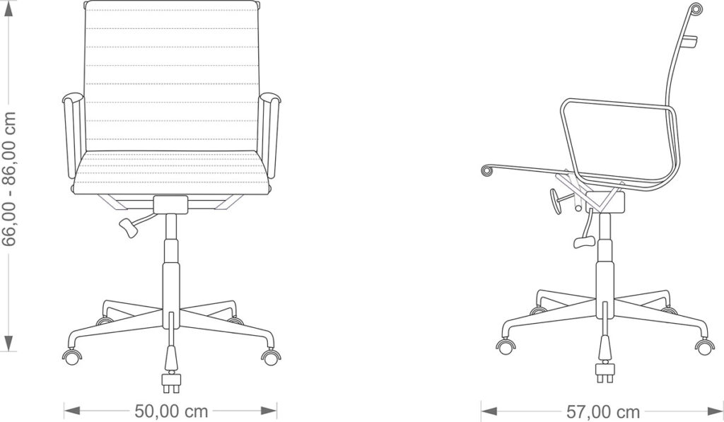 Technical drawing Aluminium Chair EA 117