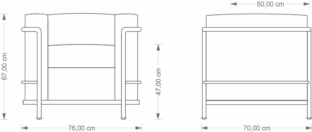 Le Corbusier LC2 Armchair technical drawing