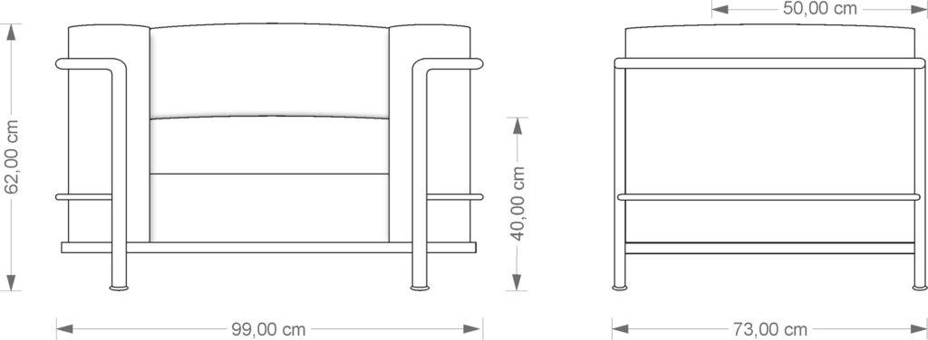Technical drawing Corbusier LC3 Armchair