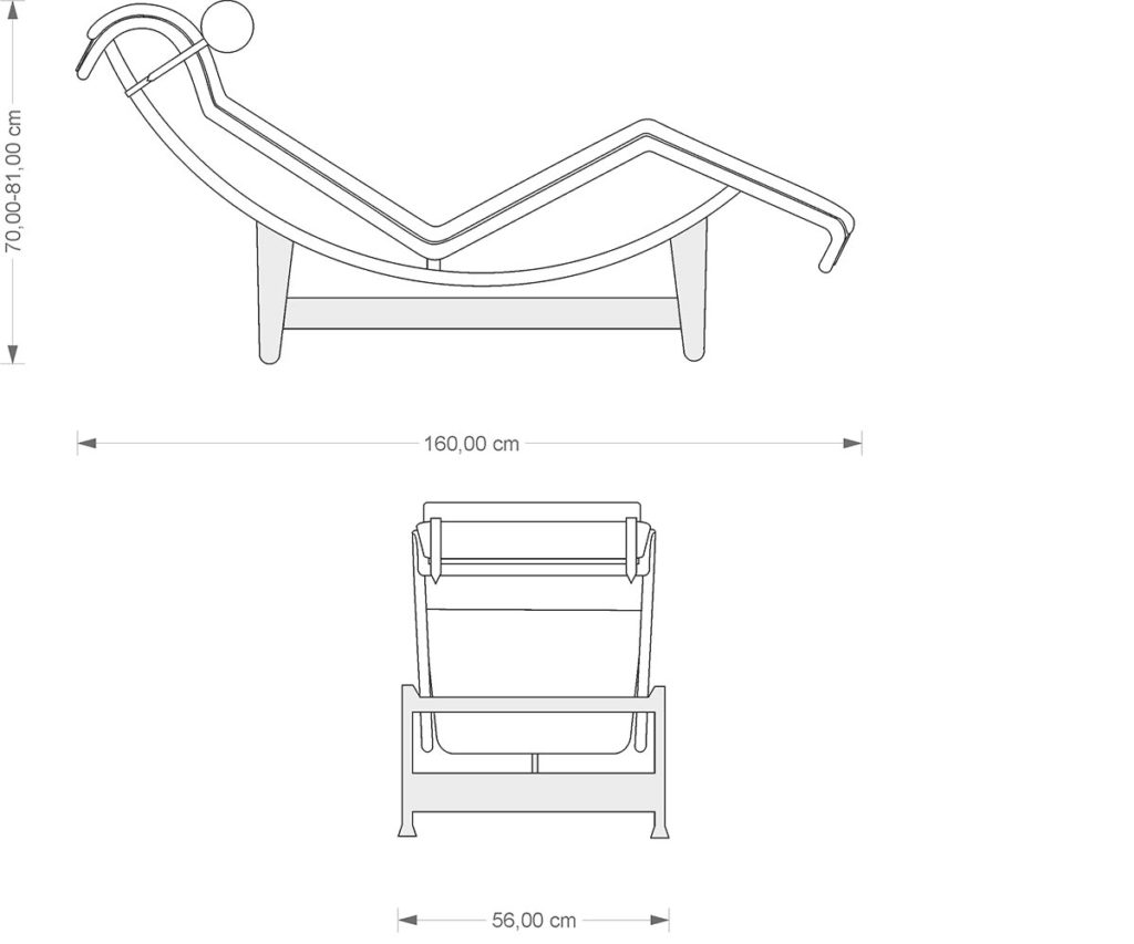 Шезлонг Ле Корбюзье чертеж