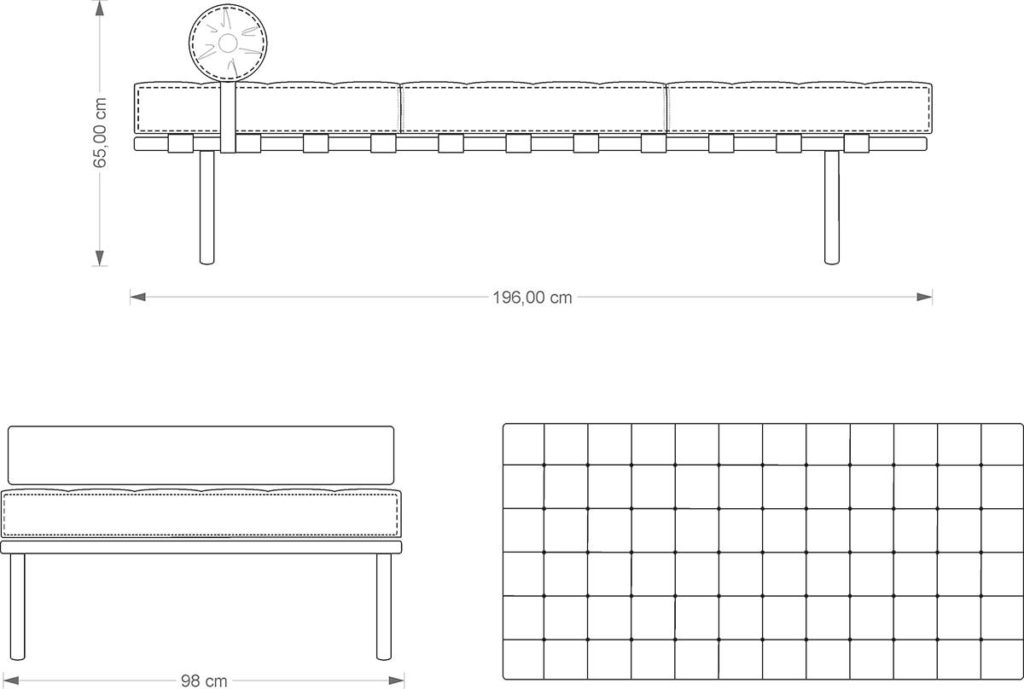 Barcelona DayBed technical drawing