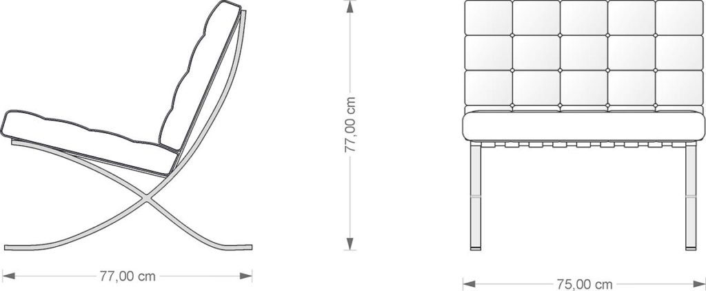 Mies van der Rohe Barcelona Chair technical drawing