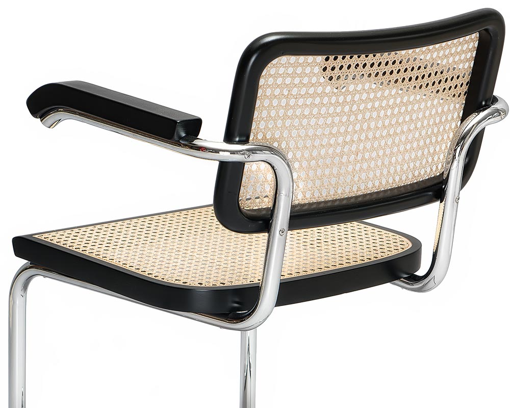 Chrome plated frame on Breuer Cesca B 64 chair