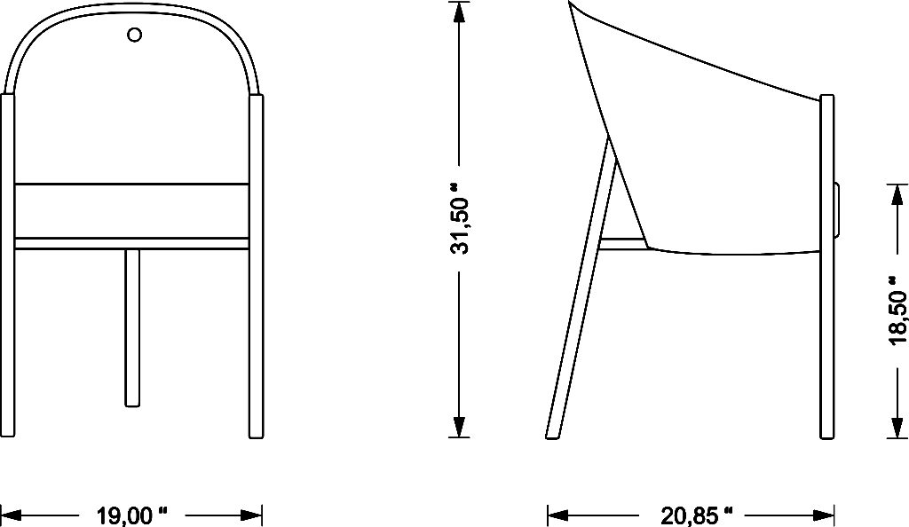 costes_chair_technicaldrawing_inch steelform the best