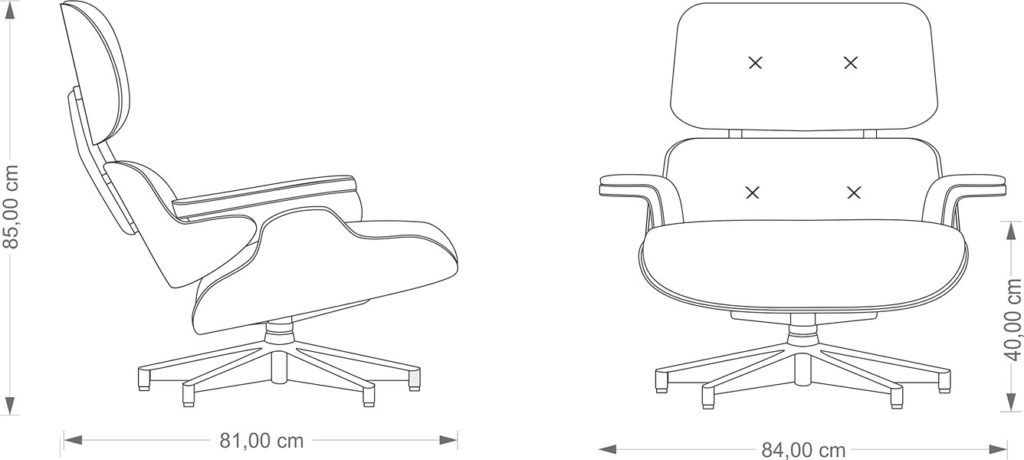 Charles Eames Lounge Chair technical drawing