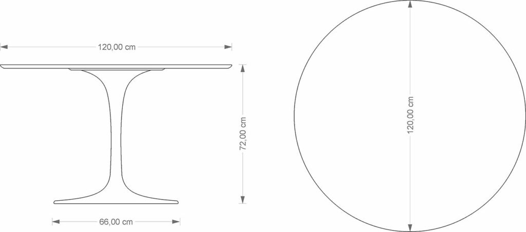 Eero Saarinen Tulip Table technical drawing