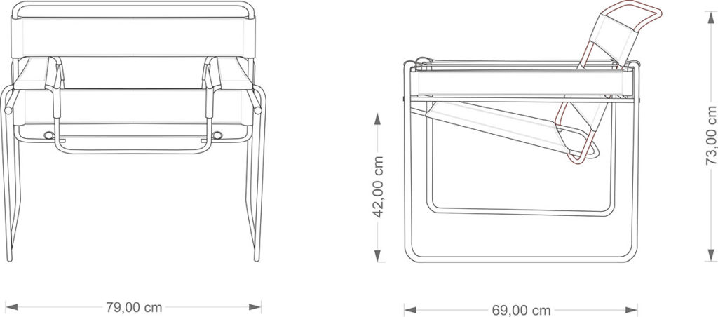 Marcel Breuer Wassily Chair technical drawing