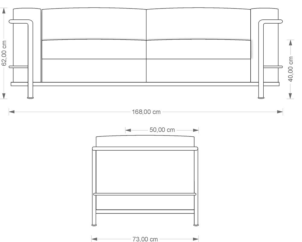 technical drawing Corbusier LC32 sofa